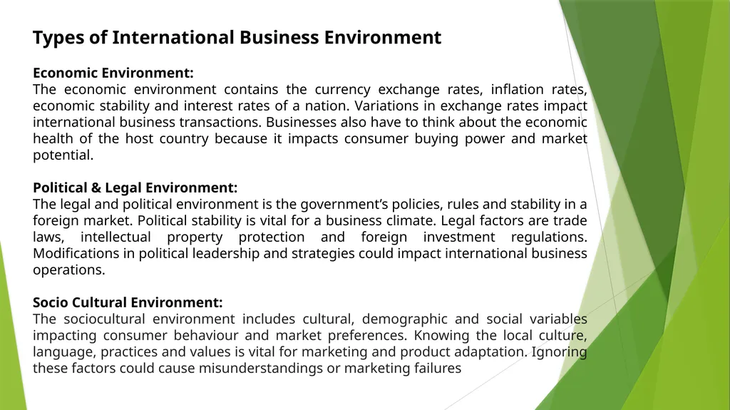 International Business Environment By - slide 3 of 8