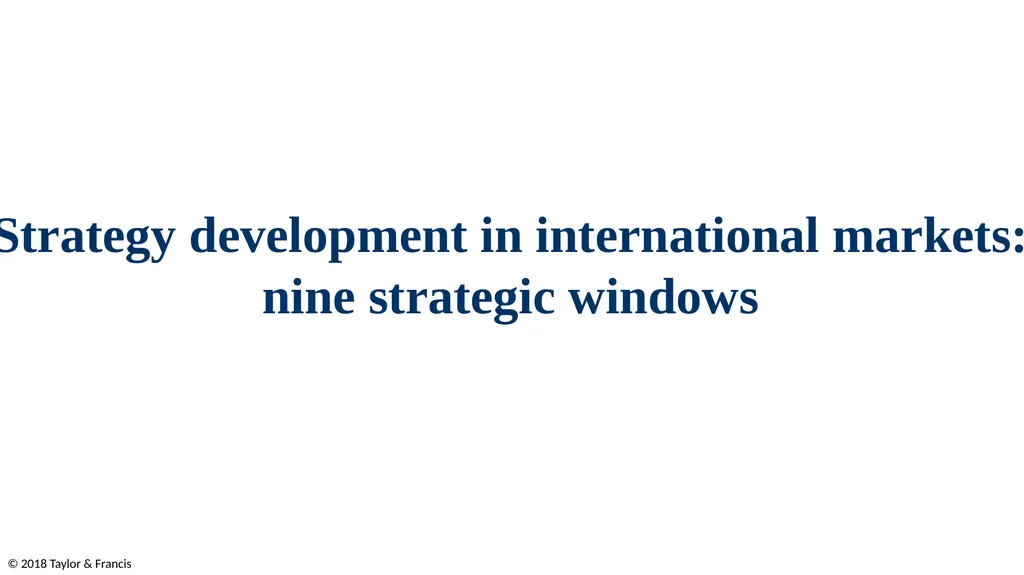Strategy development in international markets: