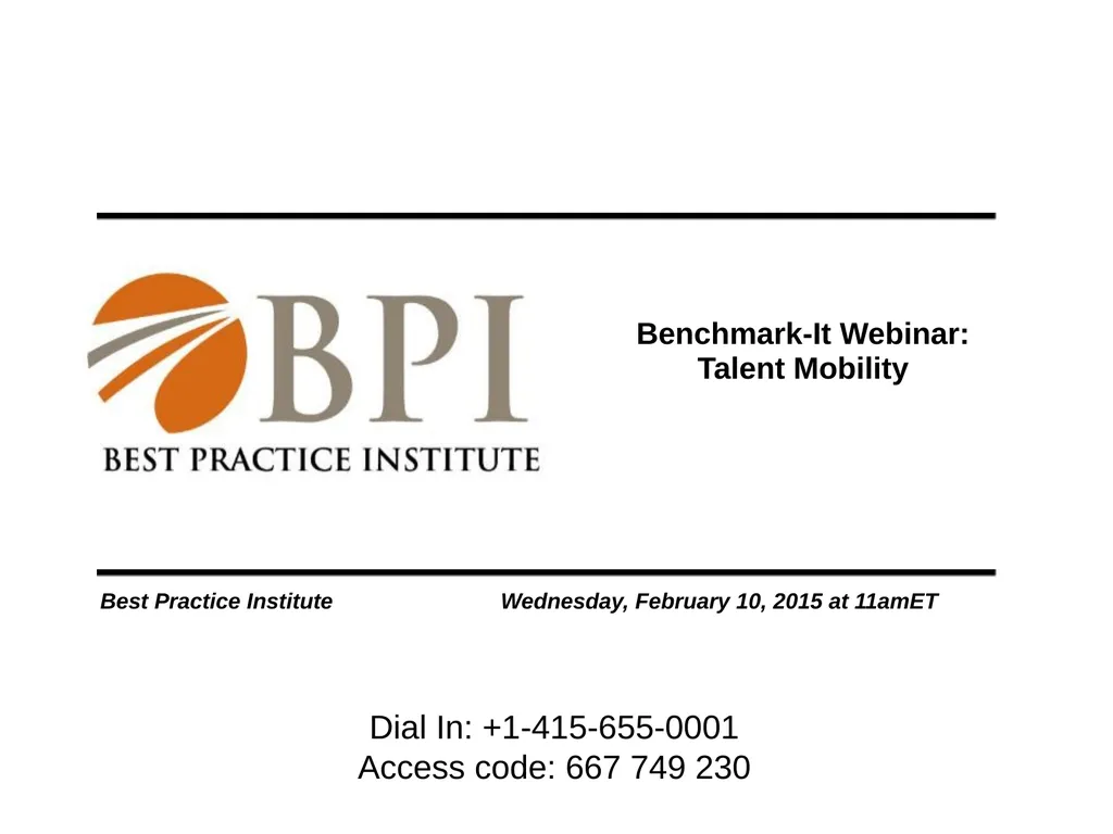 Benchmark-It Webinar: Talent Mobility Best - slide 1 of 15