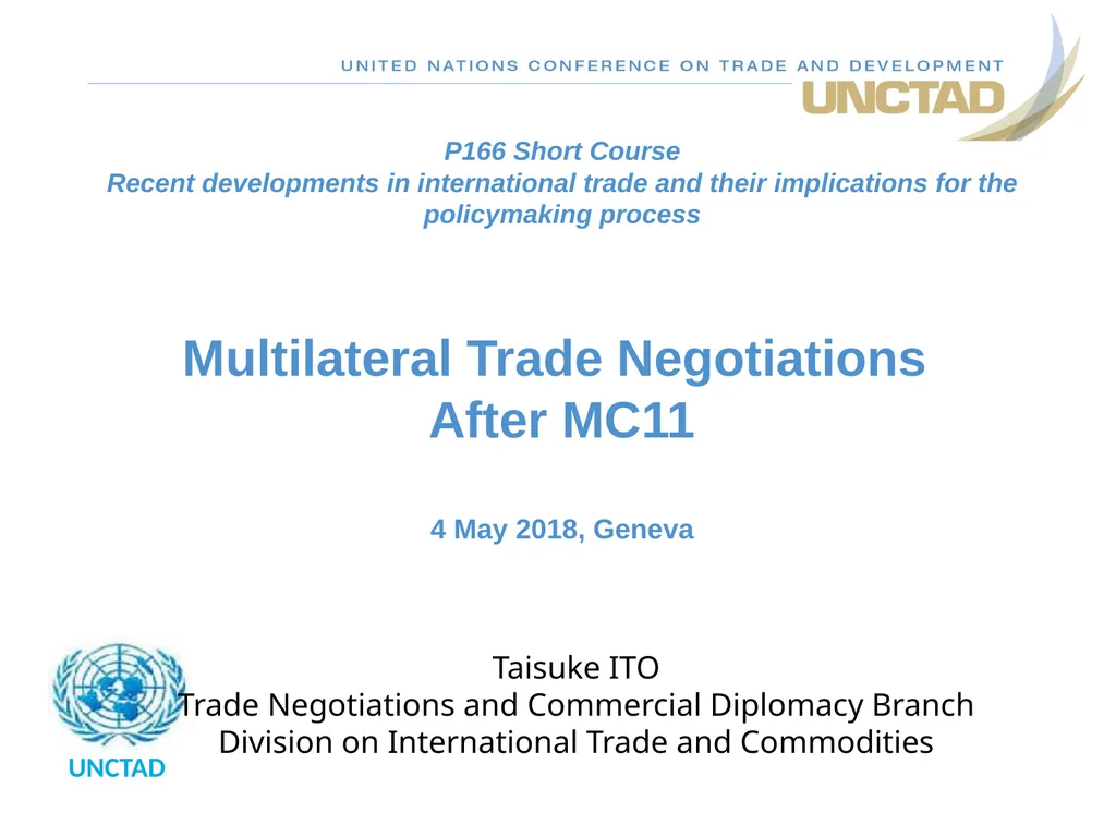 Multilateral Trade Negotiations After MC11 4 May