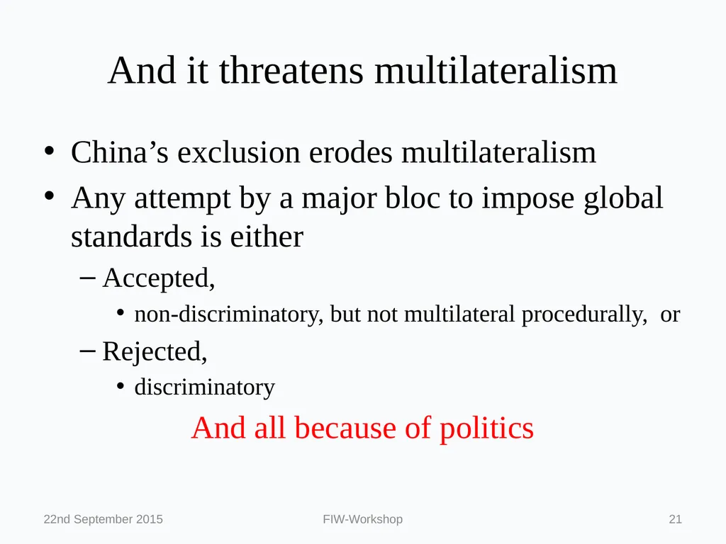 Regionalism and the WTO: Political Economy on a - slide 21 of 24