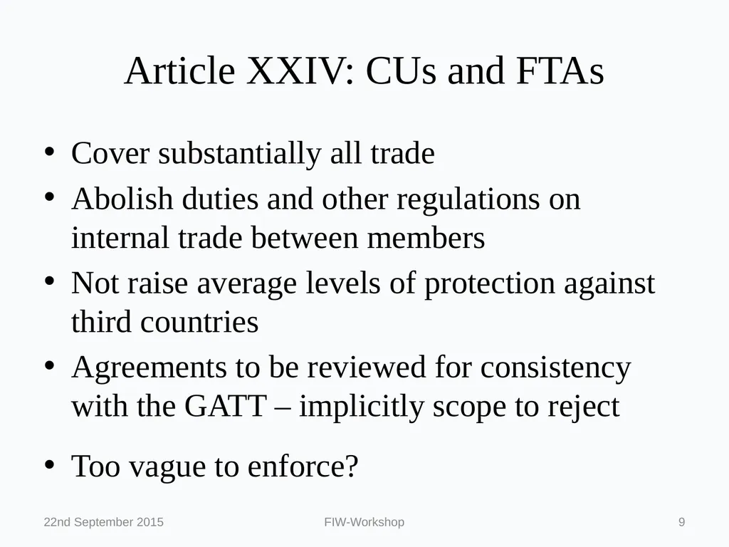 Regionalism and the WTO: Political Economy on a - slide 9 of 24
