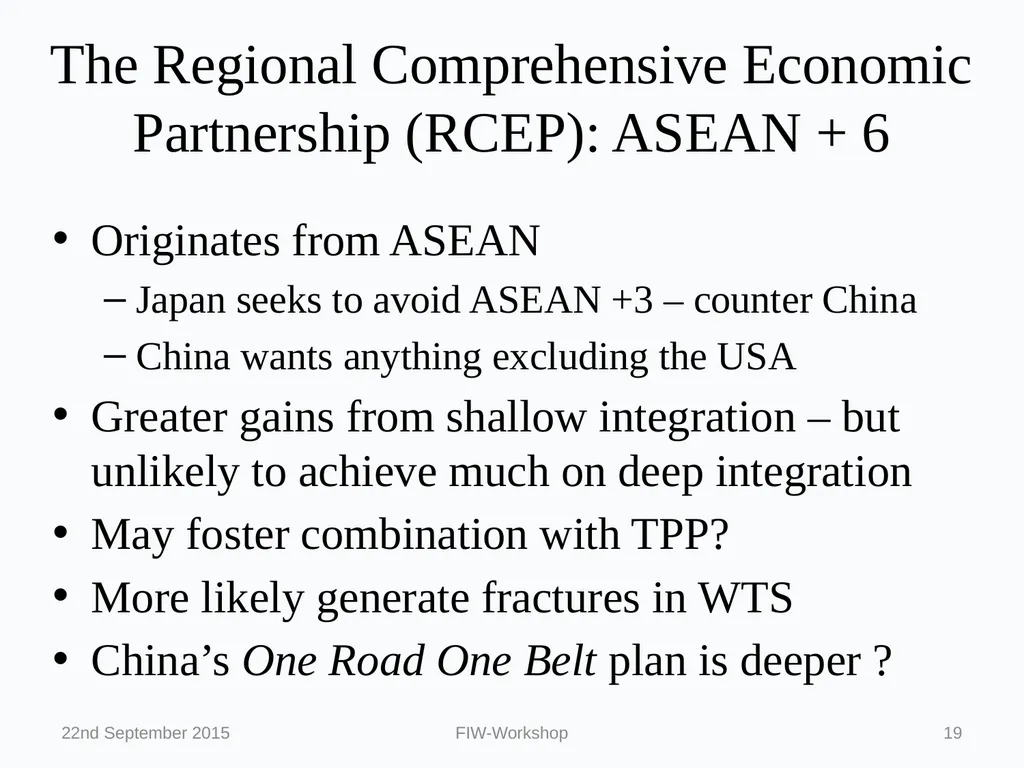 Regionalism and the WTO: Political Economy on a - slide 19 of 24