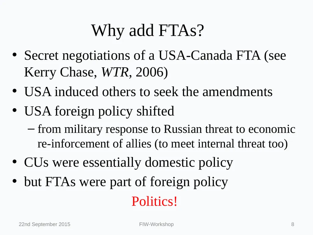 Regionalism and the WTO: Political Economy on a - slide 8 of 24