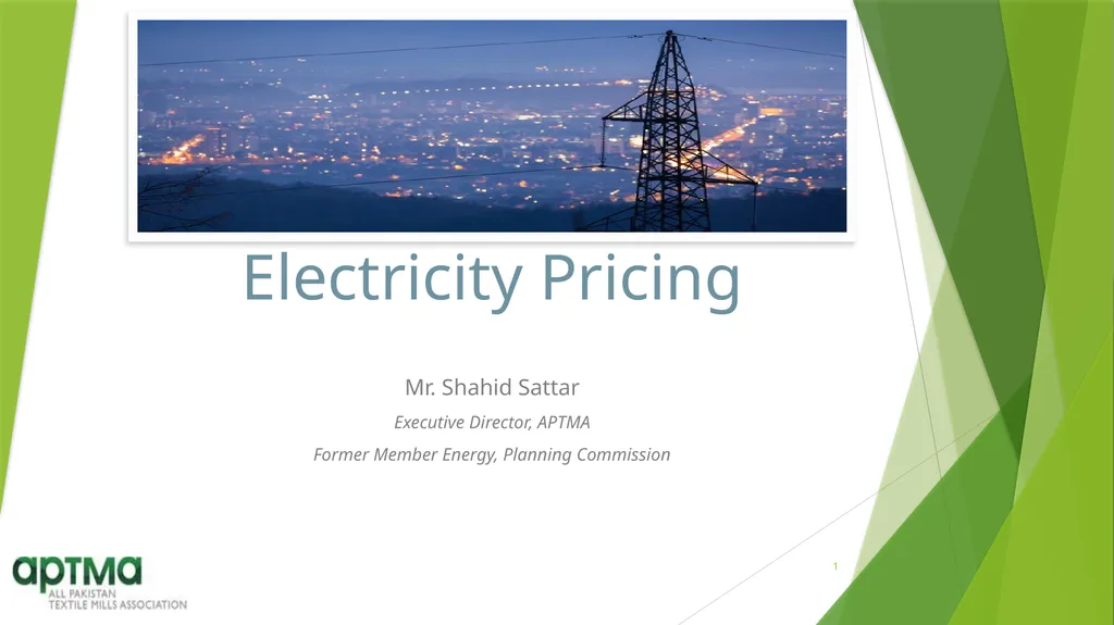 Electricity Pricing Mr. Shahid Sattar Executive - slide 1 of 16