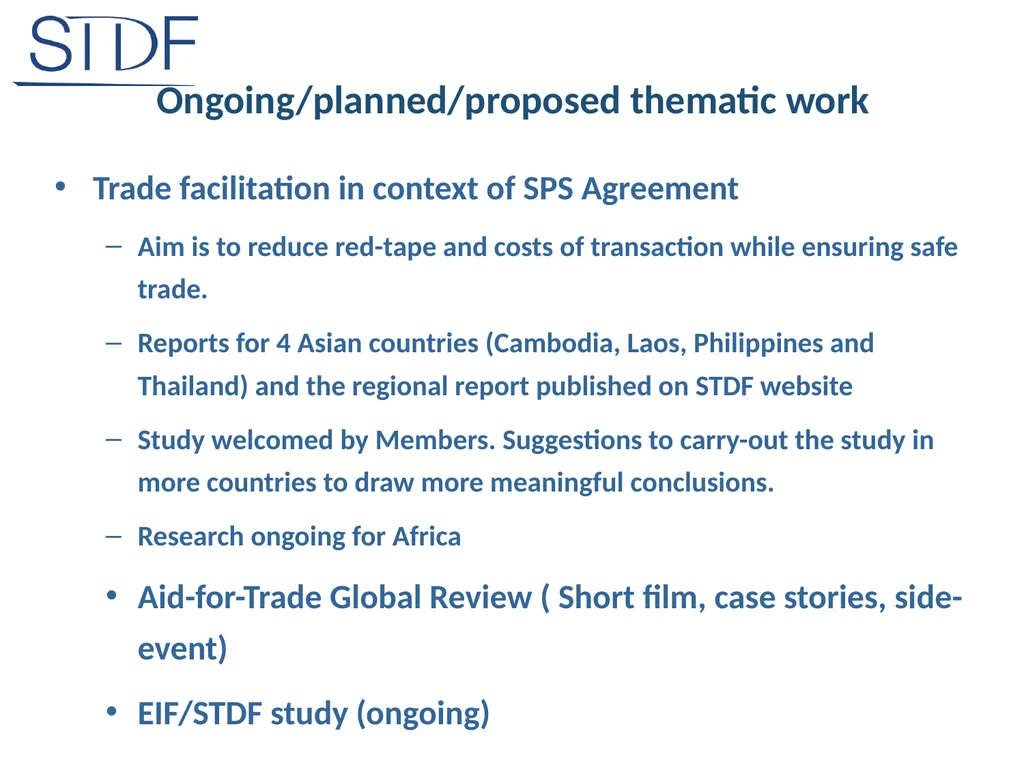 Recent relevant STDF activities Kenza Le Mentec - slide 3 of 8