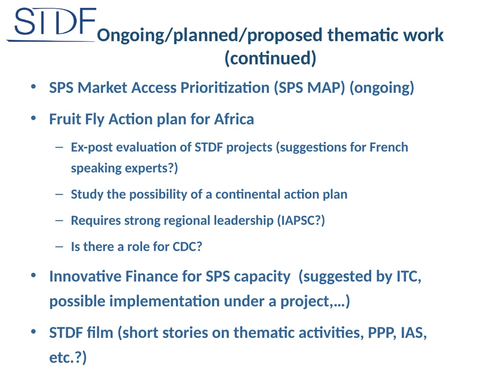Recent relevant STDF activities Kenza Le Mentec - slide 4 of 8