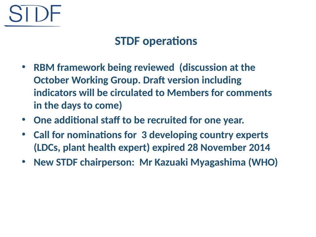 Recent relevant STDF activities Kenza Le Mentec - slide 2 of 8