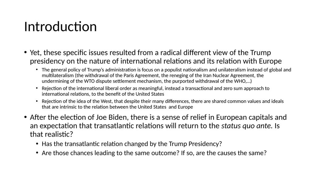 Transatlantic Relations under the Biden Presidency - slide 3 of 16