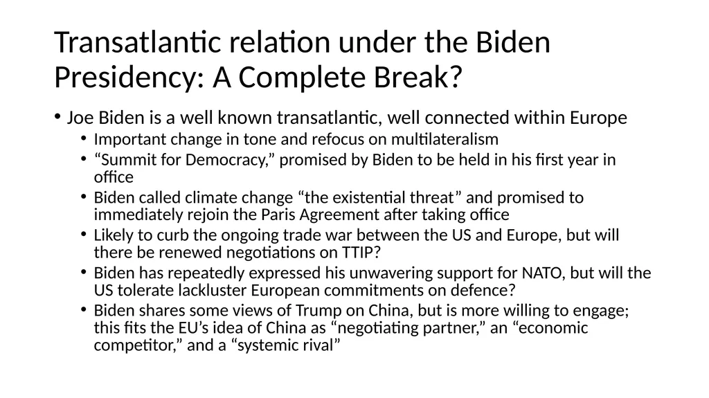 Transatlantic Relations under the Biden Presidency - slide 13 of 16