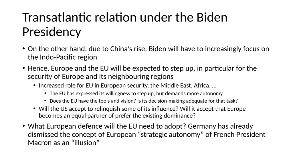 Transatlantic Relations under the Biden Presidency - slide 14 of 16