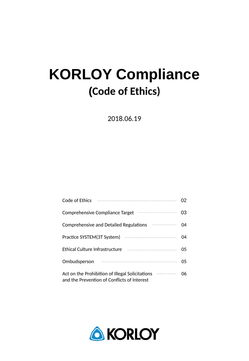 KORLOY Compliance (Code of Ethics) 2018.06.19 Code