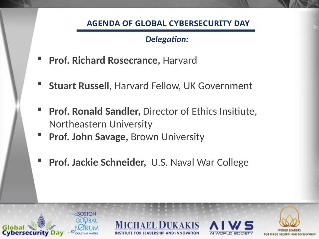 AGENDA OF GLOBAL CYBERSECURITY DAY December 12: - slide 10 of 12