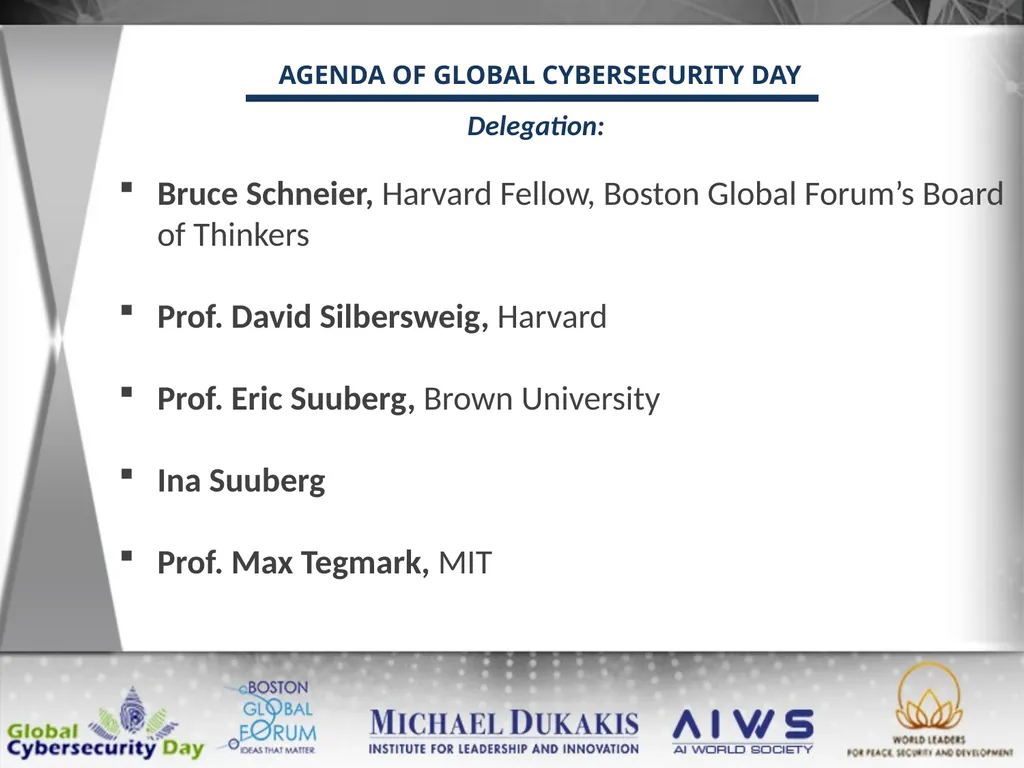 AGENDA OF GLOBAL CYBERSECURITY DAY December 12: - slide 11 of 12