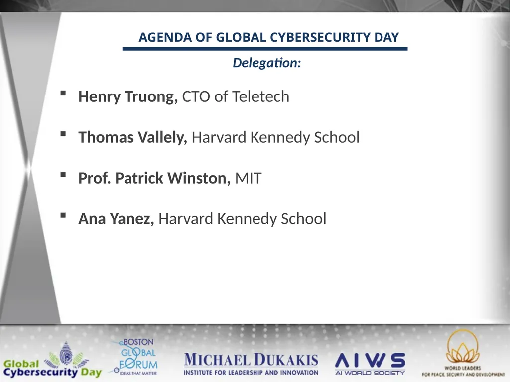 AGENDA OF GLOBAL CYBERSECURITY DAY December 12: - slide 12 of 12