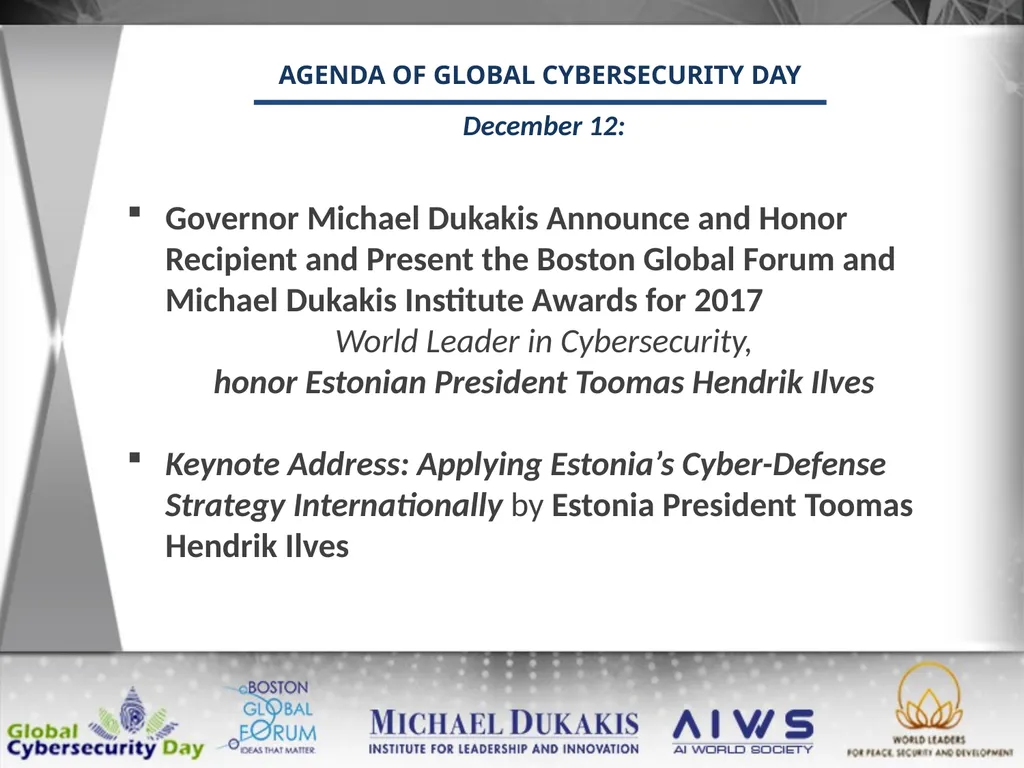 AGENDA OF GLOBAL CYBERSECURITY DAY December 12: - slide 3 of 12