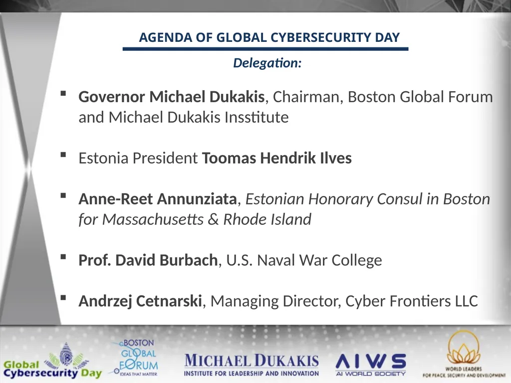 AGENDA OF GLOBAL CYBERSECURITY DAY December 12: - slide 6 of 12