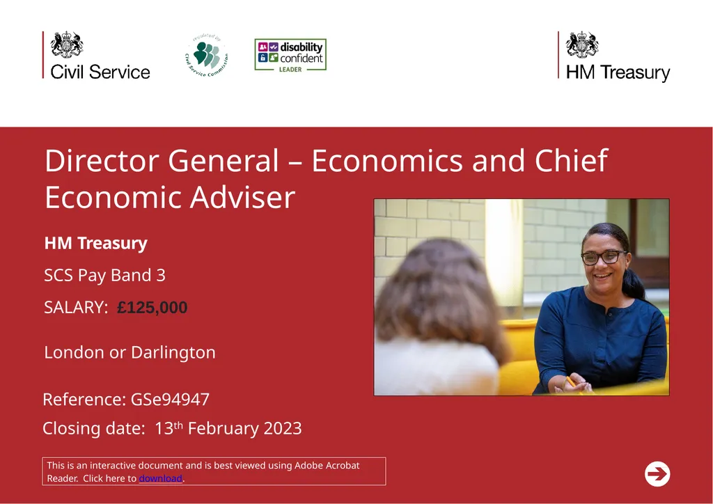 Director General – Economics and Chief Economic - slide 1 of 18