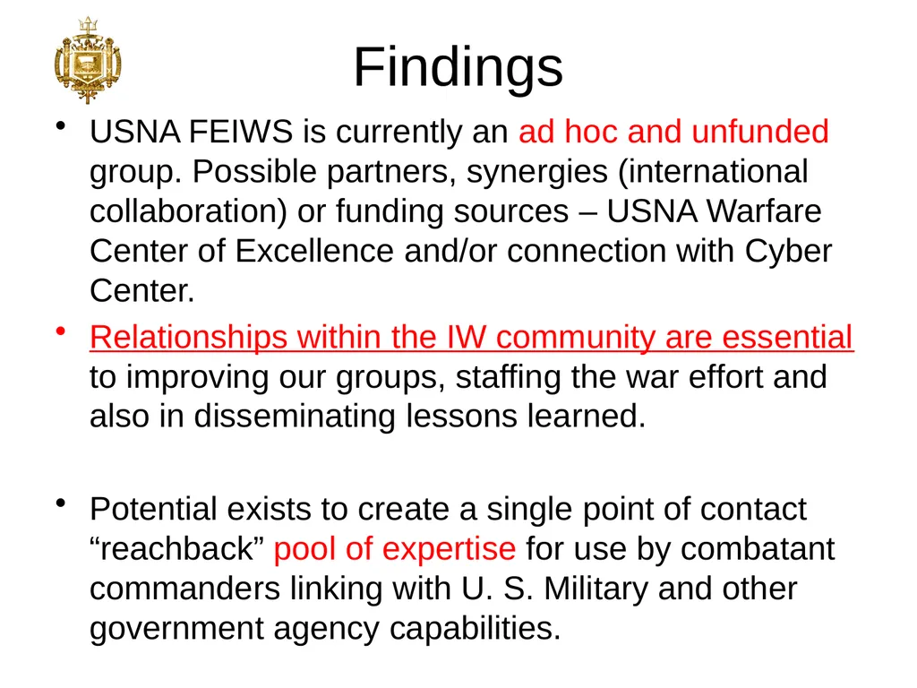 FEIWS Concept Brief CAPT Tom Robertson, Senior - slide 12 of 17