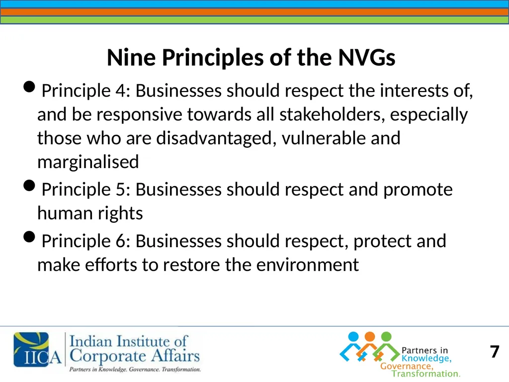 BUSINESS RESPONSIBILITY Orientation on NVGs and - slide 7 of 51