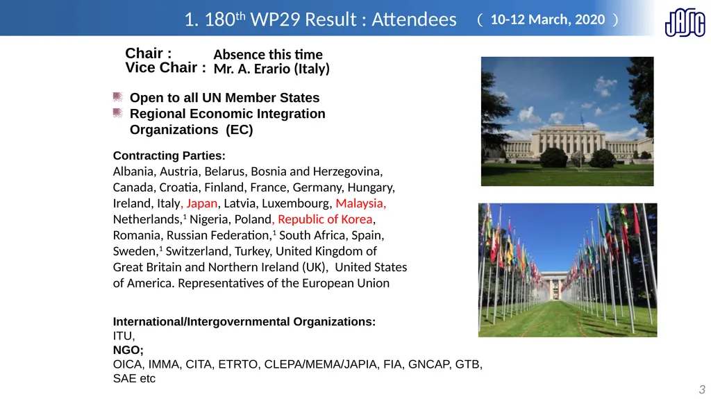 Information on WP.29 activities 26th, 27th Jan. - slide 3 of 13