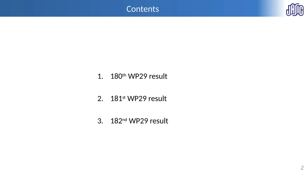 Information on WP.29 activities 26th, 27th Jan. - slide 2 of 13