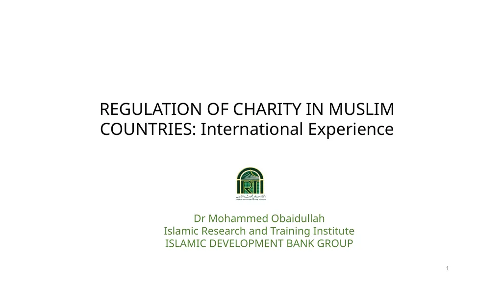 1 Dr Mohammed Obaidullah Islamic Research and - slide 1 of 39