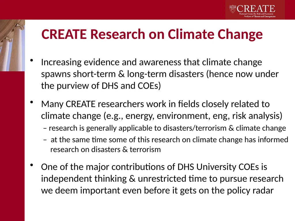Research on Climate Change at CREATE Adam Rose - slide 8 of 17