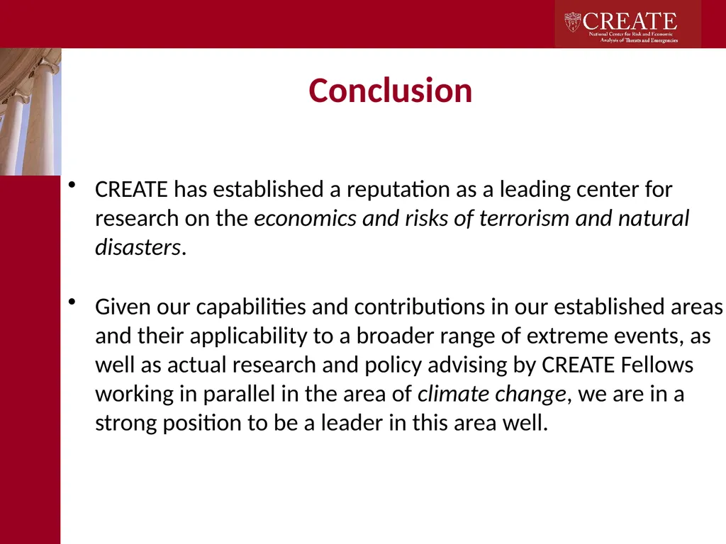 Research on Climate Change at CREATE Adam Rose - slide 15 of 17