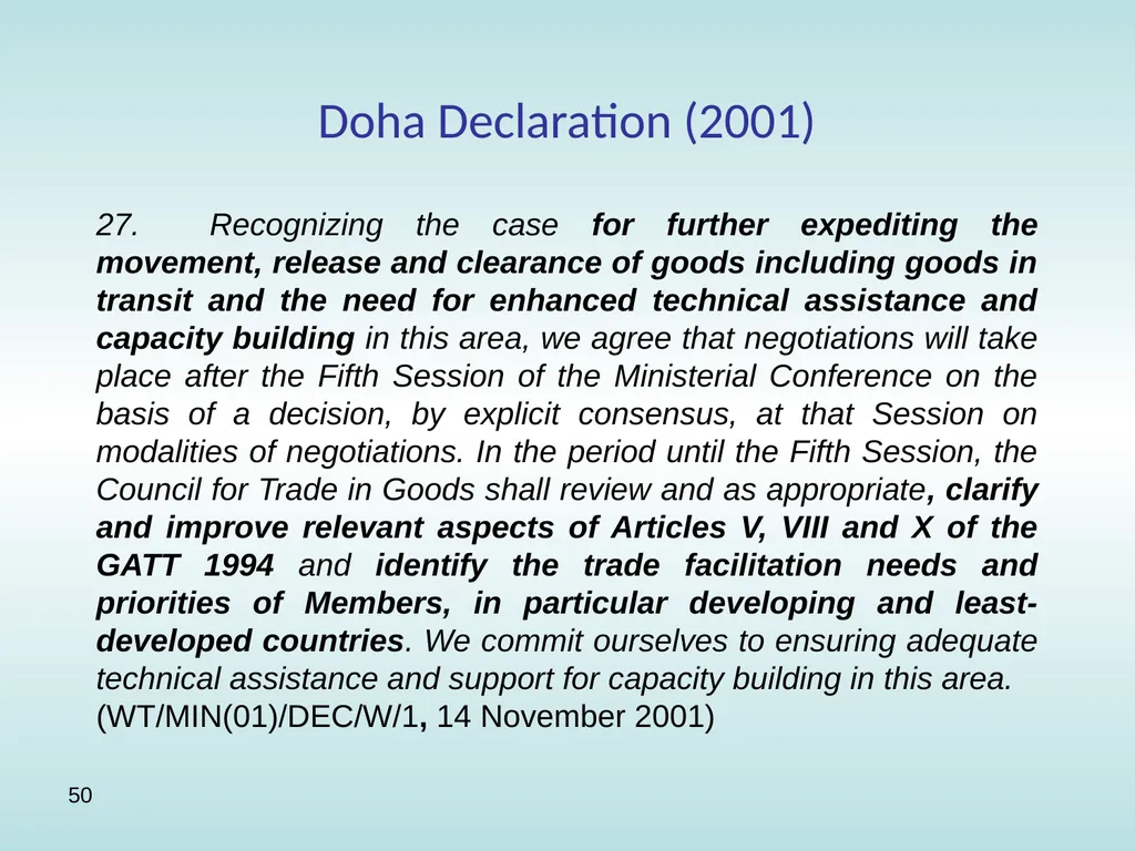 11:15 – 12:30 Trade facilitation: basic concepts, - slide 50 of 67