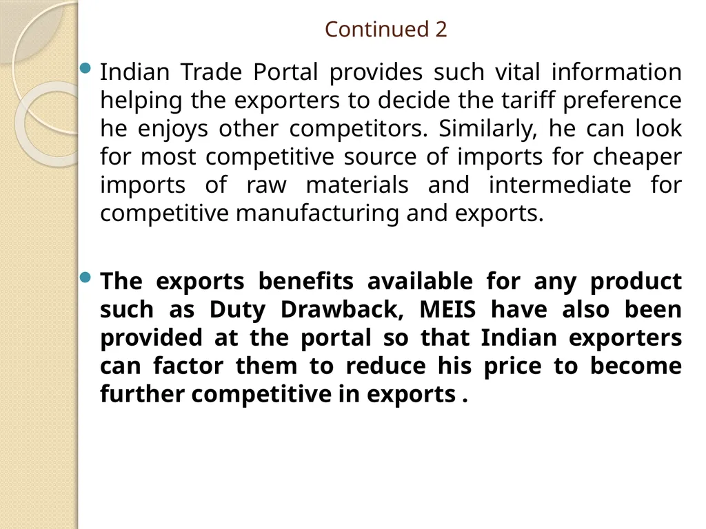 One Stop Portal for Exporters An Initiative of - slide 9 of 23
