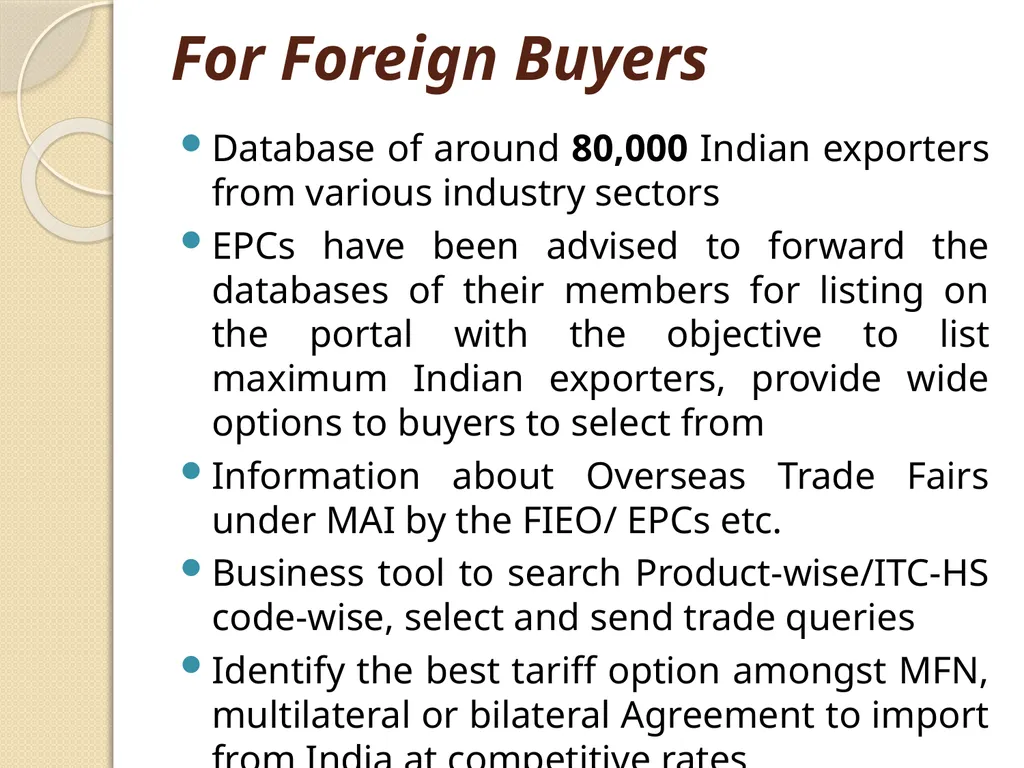 One Stop Portal for Exporters An Initiative of - slide 14 of 23
