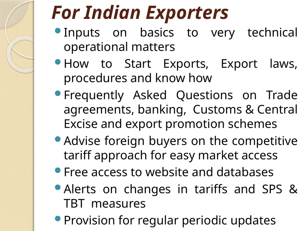 One Stop Portal for Exporters An Initiative of - slide 13 of 23