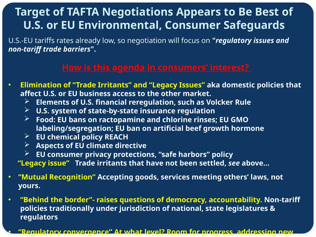 Consumer Perspective on TAFTA Agenda Lori Wallach - slide 3 of 17