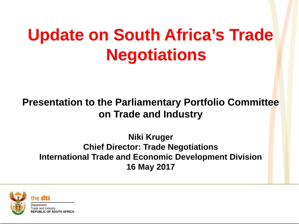 Update on South Africa’s Trade Negotiations