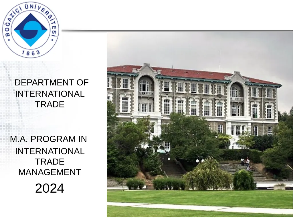 DEPARTMENT OF INTERNATIONAL TRADE M.A. PROGRAM IN - slide 1 of 11