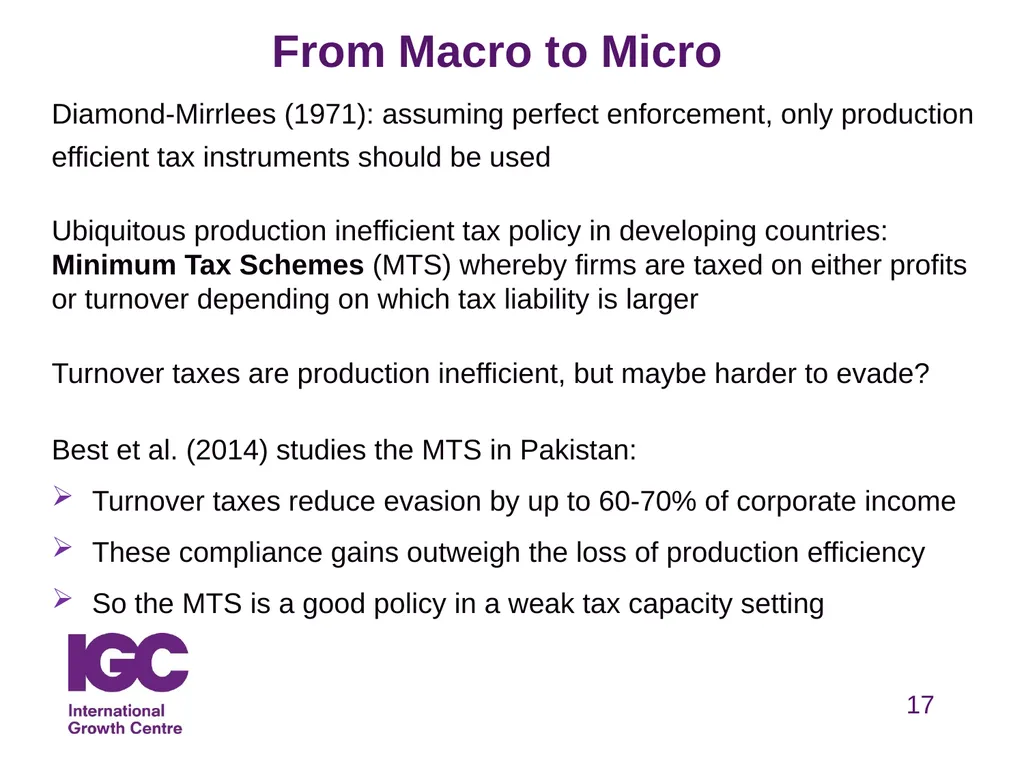 Taxation & Development Henrik Kleven Professor, - slide 17 of 27