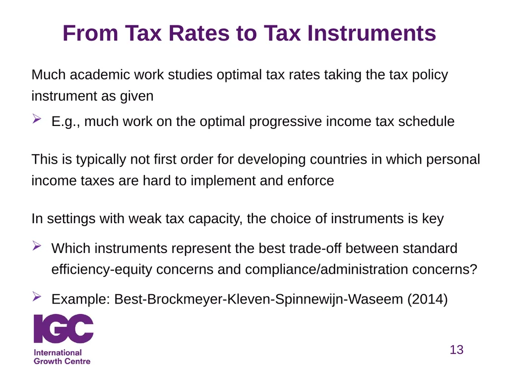 Taxation & Development Henrik Kleven Professor, - slide 13 of 27