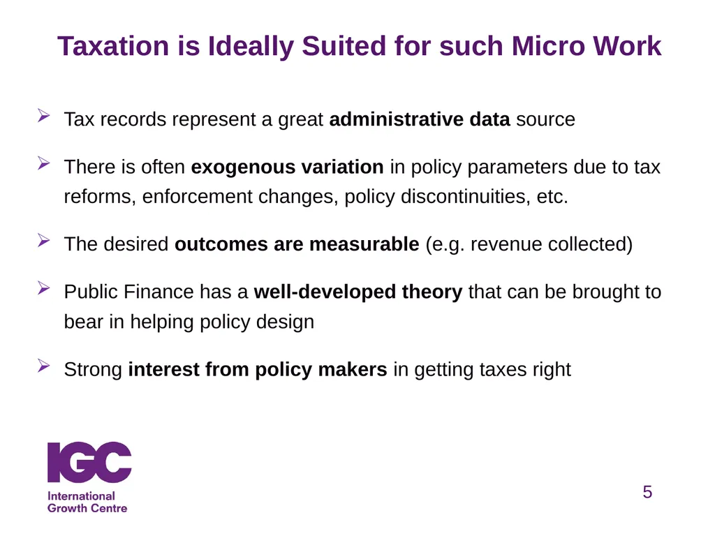 Taxation & Development Henrik Kleven Professor, - slide 5 of 27