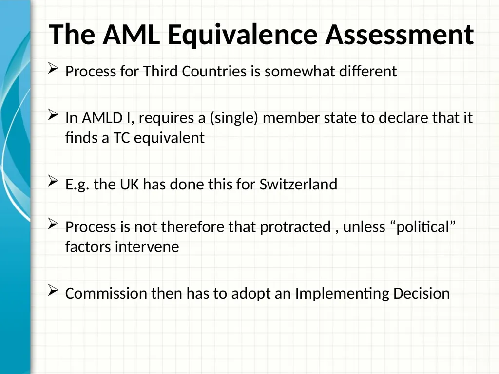 PRESENTATION TO ECLA SEMINAR ON 4AMLD Alex - slide 18 of 20