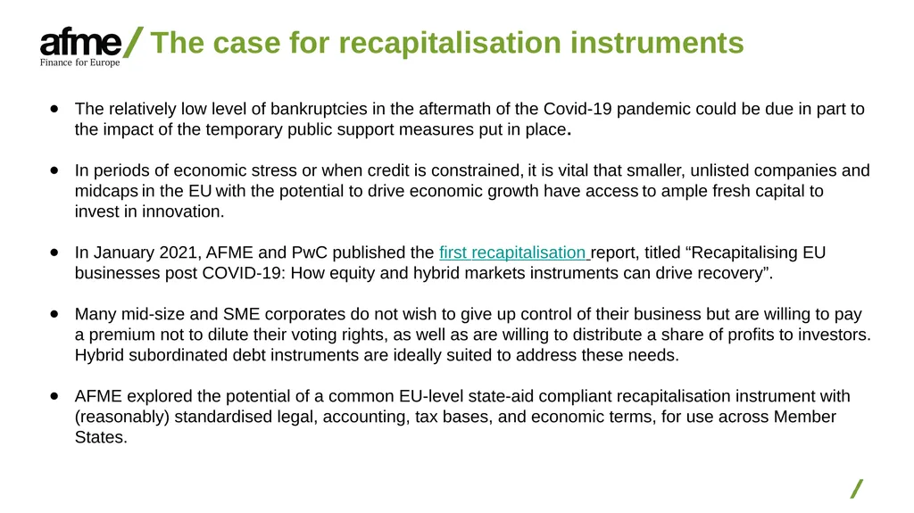 Recapitalisation instruments for smaller EU - slide 3 of 12