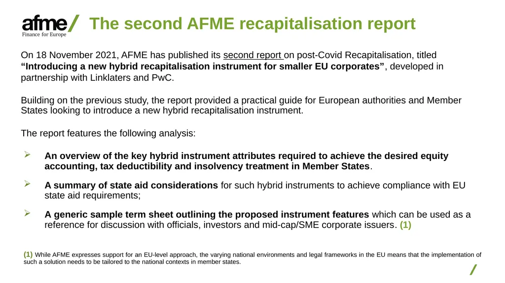 Recapitalisation instruments for smaller EU - slide 4 of 12