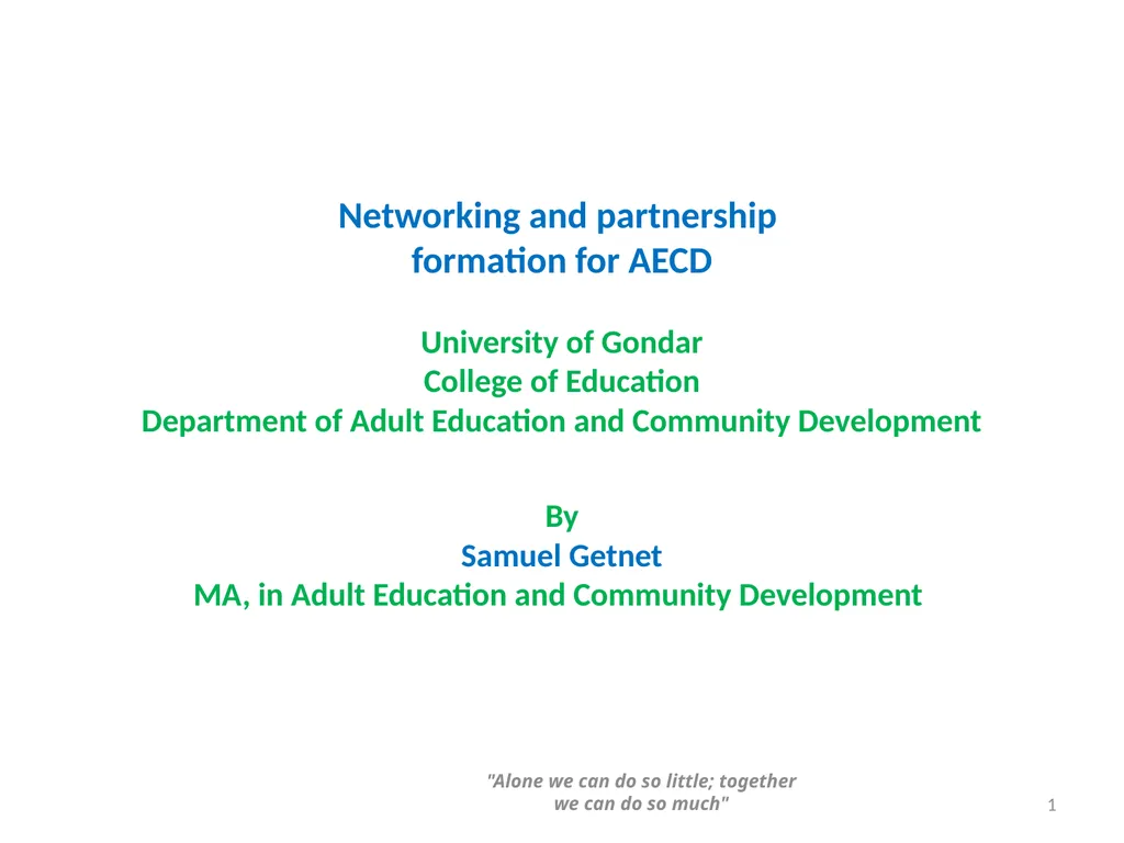 Networking and partnership formation for AECD - slide 1 of 120