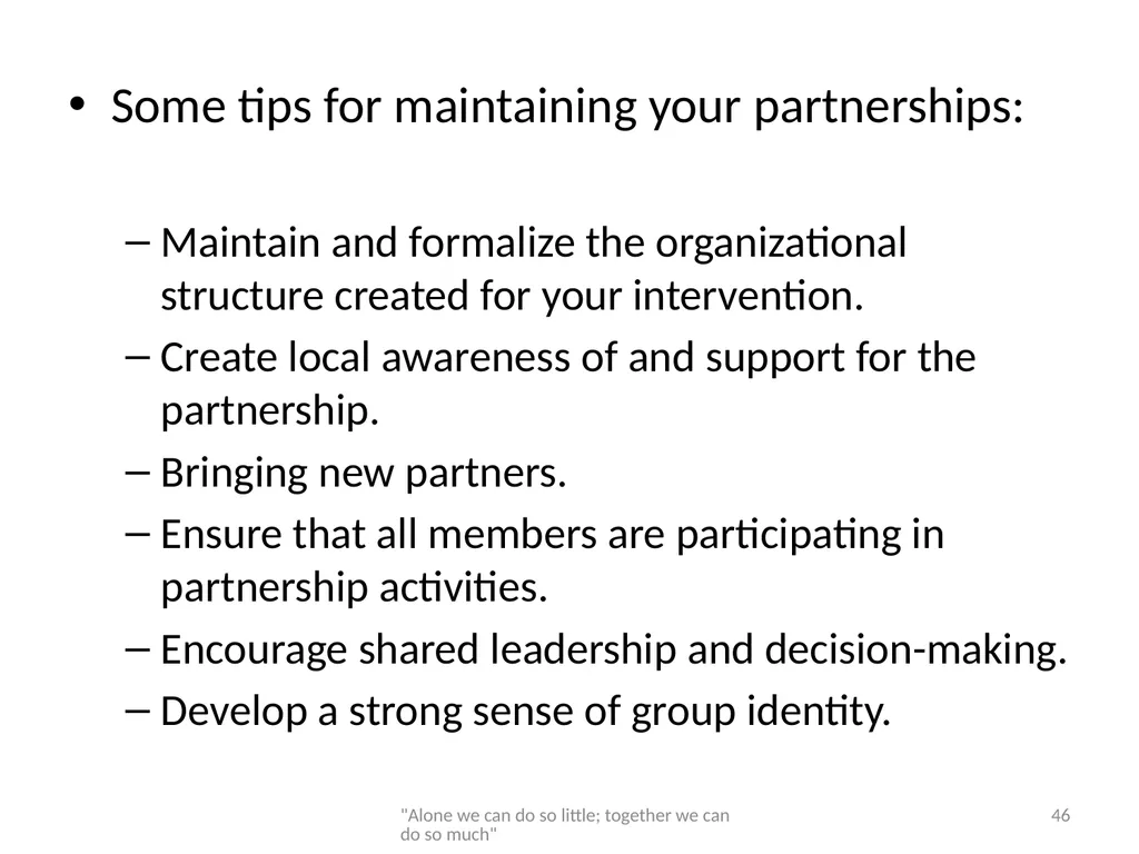 Networking and partnership formation for AECD - slide 46 of 120