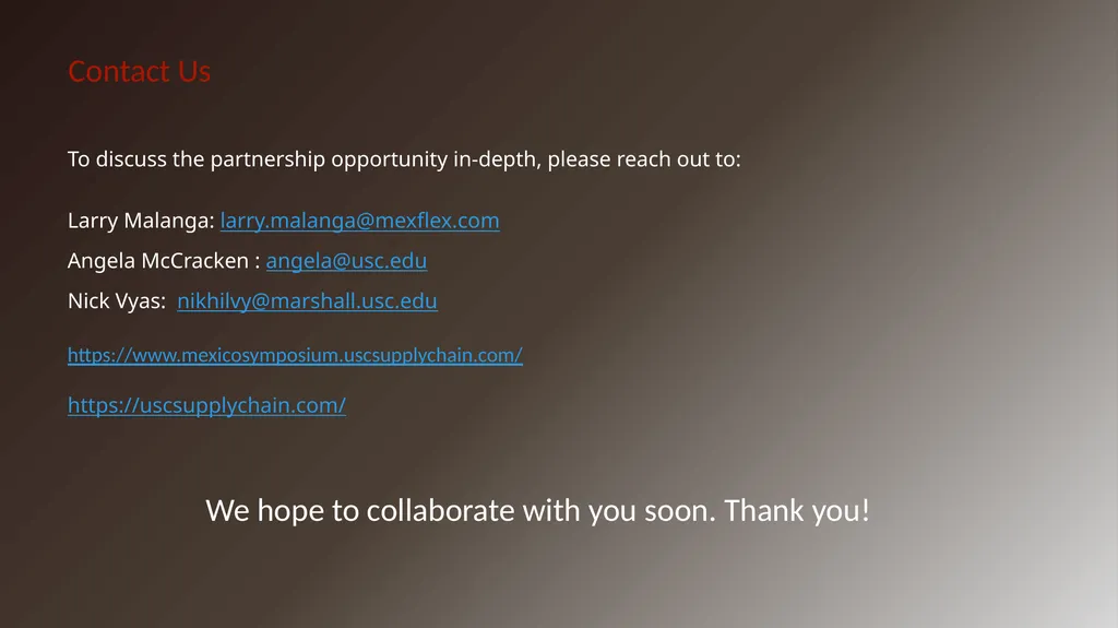 Global Supply Chain Symposium in Mexico May 21, - slide 9 of 9