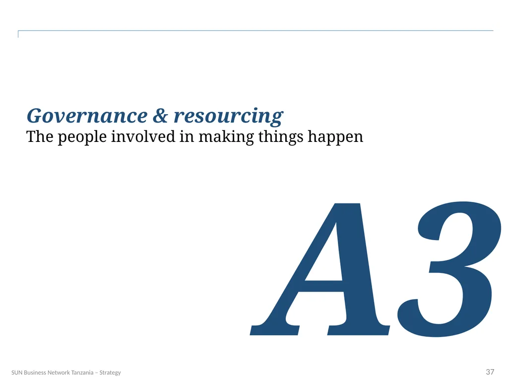 SUN Business Network Tanzania Strategy 2016 – 2018 - slide 37 of 54