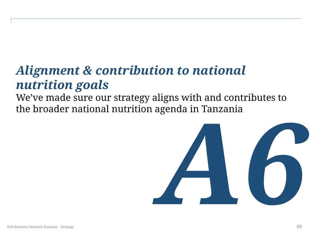 SUN Business Network Tanzania Strategy 2016 – 2018 - slide 50 of 54