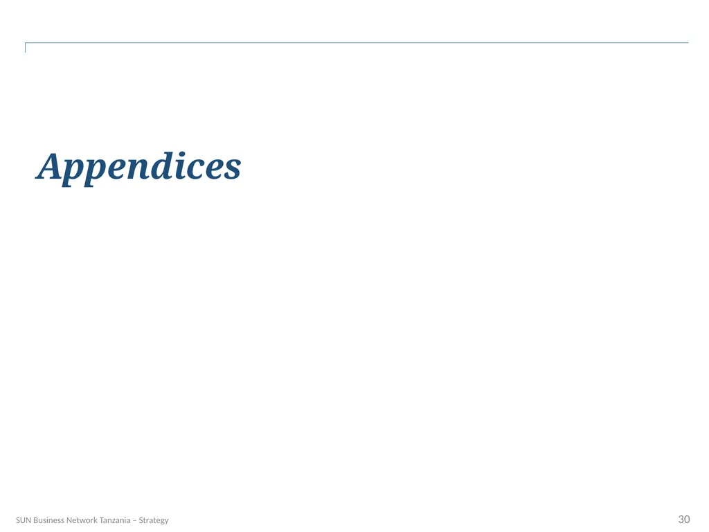 SUN Business Network Tanzania Strategy 2016 – 2018 - slide 30 of 54