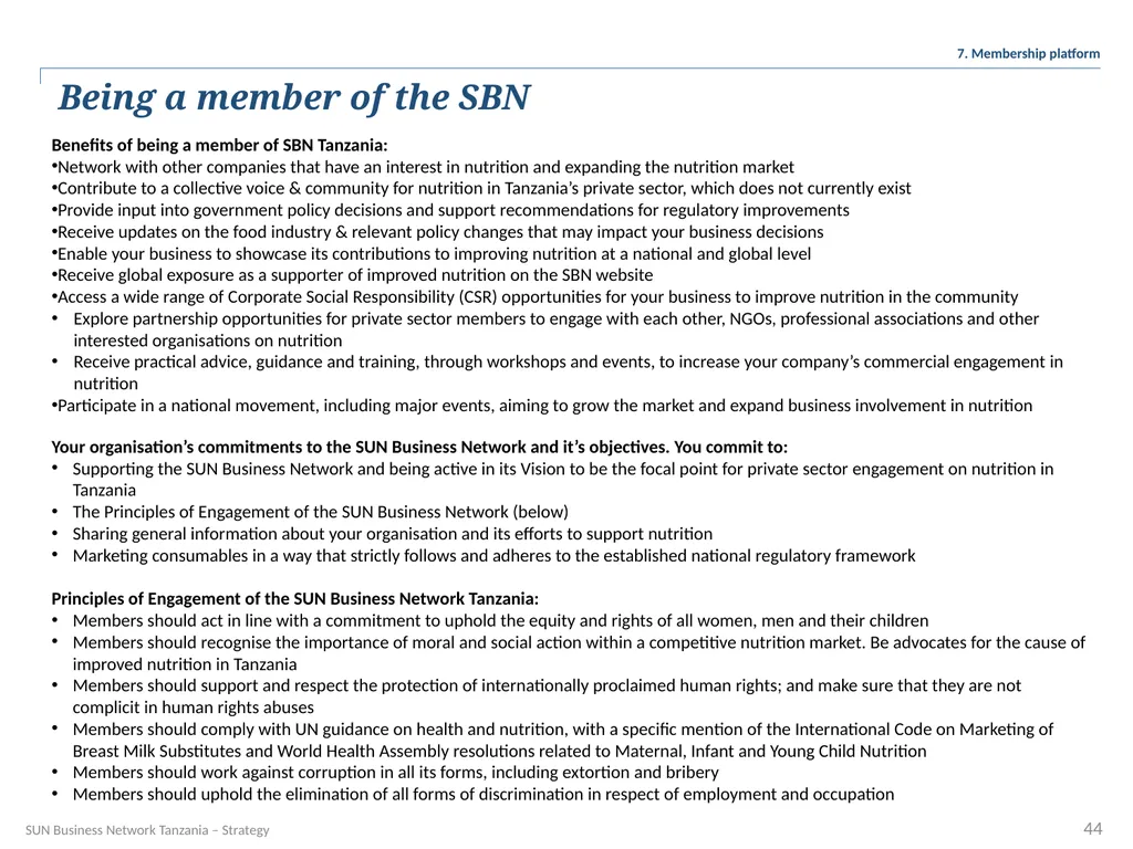 SUN Business Network Tanzania Strategy 2016 – 2018 - slide 44 of 54