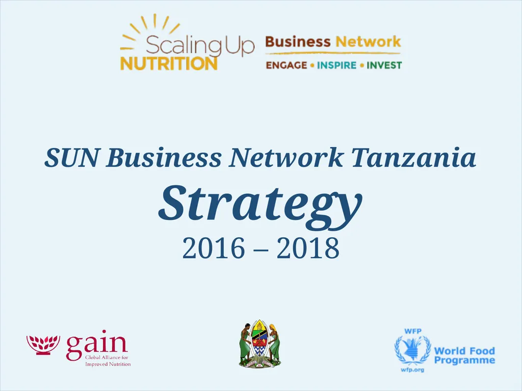 SUN Business Network Tanzania Strategy 2016 – 2018 - slide 1 of 54